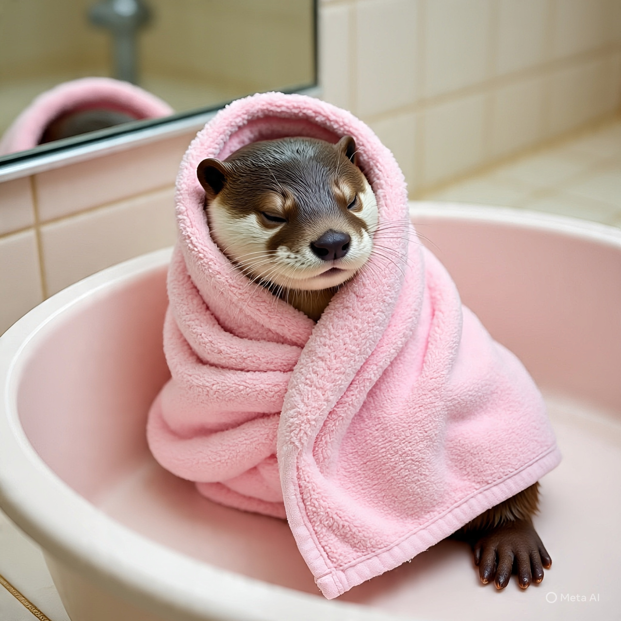 Towel, Trust, and Tiny Whiskers: The Gentle Routine of a Bath-Loving Otter